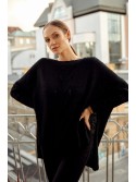 Women\'s sweater with side slits, black 5590 - Online store - Boutique